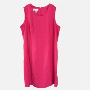 Allison Woods Women's Shift Dress Sz 24W Hot Pink Sleeveless Zipper Round Neck
